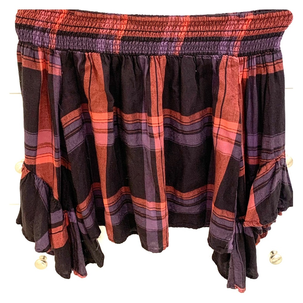 Plaid off shoulder top